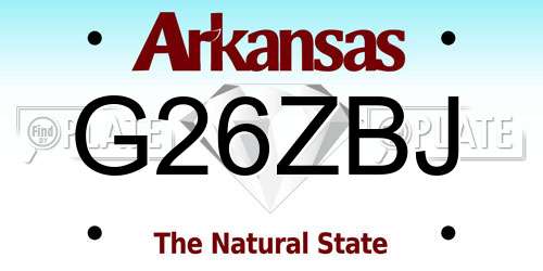G26ZBJ Arkansas License Plate