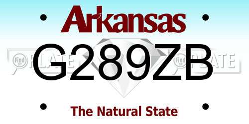 G289ZB Arkansas License Plate