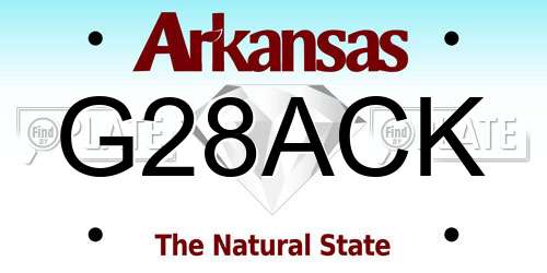 G28ACK Arkansas License Plate