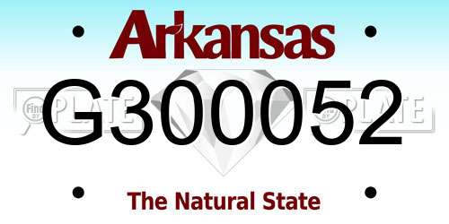 G300052 Arkansas License Plate