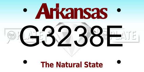 G3238E Arkansas License Plate