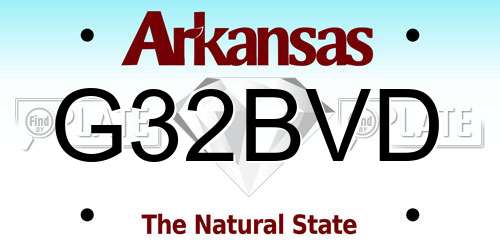 G32BVD Arkansas License Plate