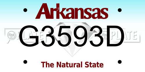G3593D Arkansas License Plate
