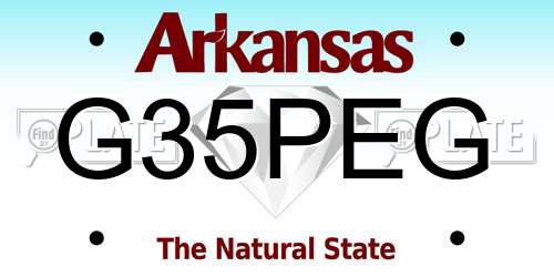 G35PEG Arkansas License Plate