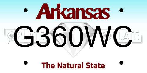 G360WC Arkansas License Plate