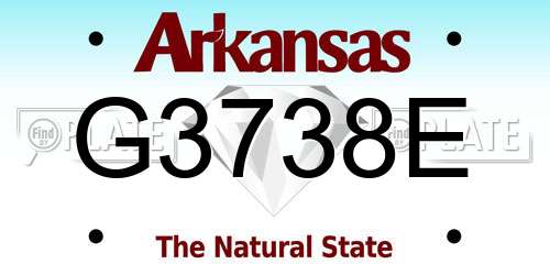G3738E Arkansas License Plate