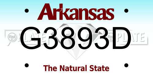 G3893D Arkansas License Plate