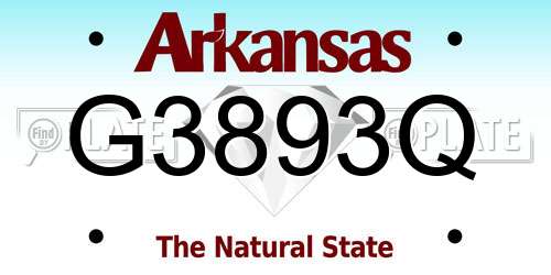 G3893Q Arkansas License Plate