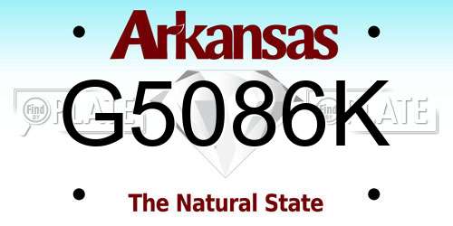 G5086K Arkansas License Plate