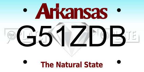G51ZDB Arkansas License Plate