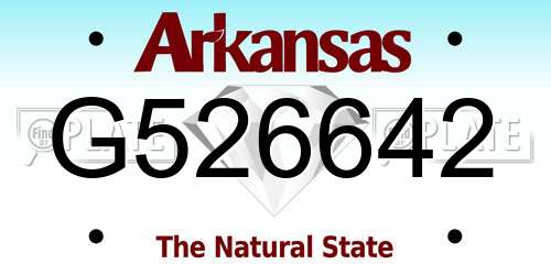 G526642 Arkansas License Plate