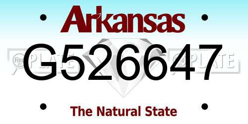 G526647 Arkansas License Plate