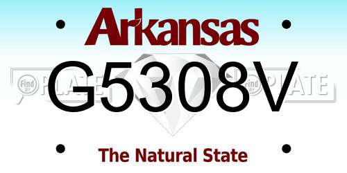 G5308V Arkansas License Plate