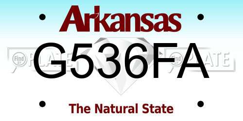 G536FA Arkansas License Plate