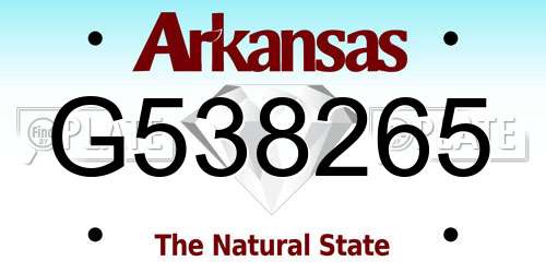 G538265 Arkansas License Plate