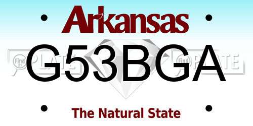 G53BGA Arkansas License Plate