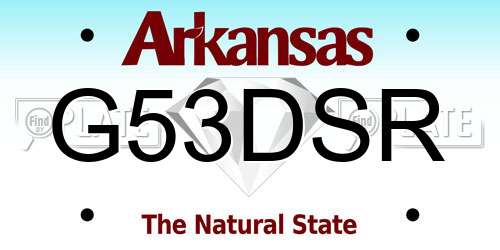 G53DSR Arkansas License Plate