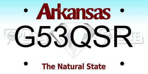 G53QSR Arkansas License Plate
