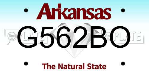 G562BO Arkansas License Plate