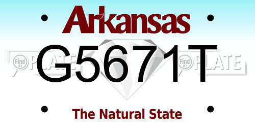 G5671T Arkansas License Plate