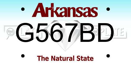 G567BD Arkansas License Plate