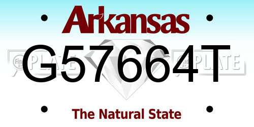 G57664T Arkansas License Plate