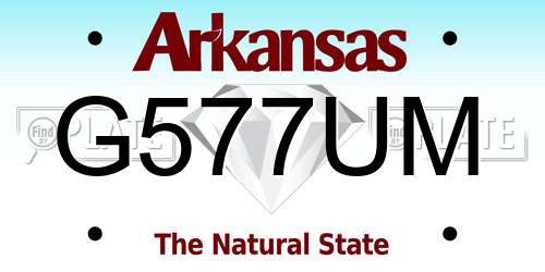 G577UM Arkansas License Plate