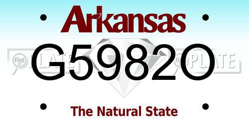 G5982O Arkansas License Plate