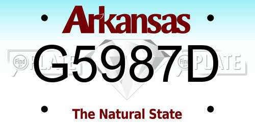 G5987D Arkansas License Plate