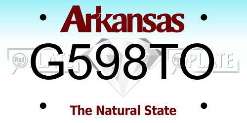 G598TO Arkansas License Plate