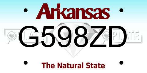 G598ZD Arkansas License Plate