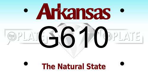 G610 Arkansas License Plate