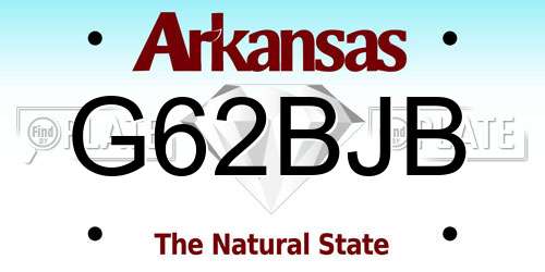 G62BJB Arkansas License Plate
