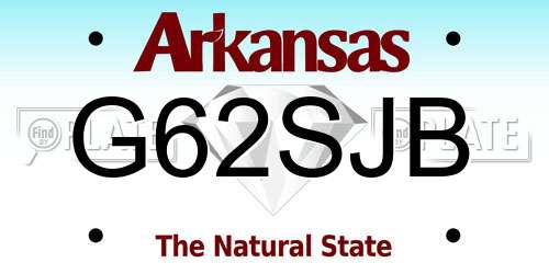 G62SJB Arkansas License Plate