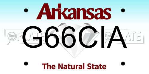 G66CIA Arkansas License Plate