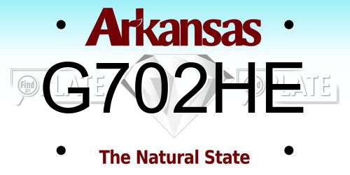 G702HE Arkansas License Plate