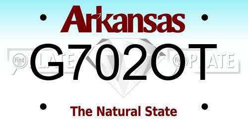 G702OT Arkansas License Plate