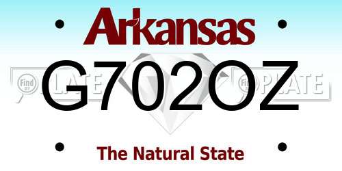 G702OZ Arkansas License Plate