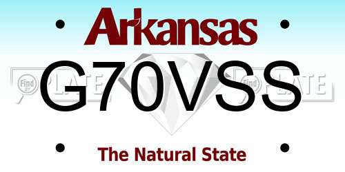 G70VSS Arkansas License Plate