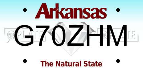 G70ZHM Arkansas License Plate