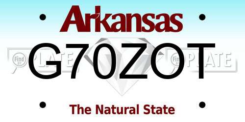 G70ZOT Arkansas License Plate