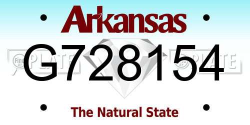 G728154 Arkansas License Plate