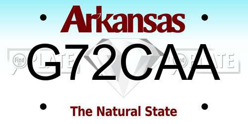 G72CAA Arkansas License Plate