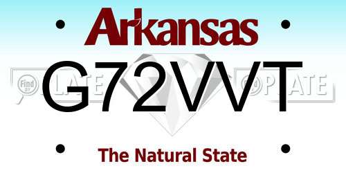 G72VVT Arkansas License Plate