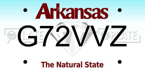 G72VVZ Arkansas License Plate