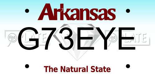G73EYE Arkansas License Plate