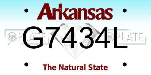 G7434L Arkansas License Plate