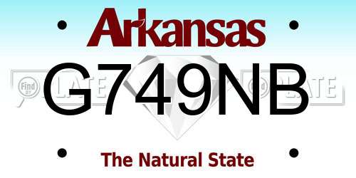 G749NB Arkansas License Plate