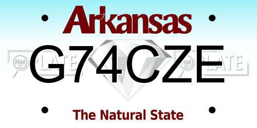 G74CZE Arkansas License Plate