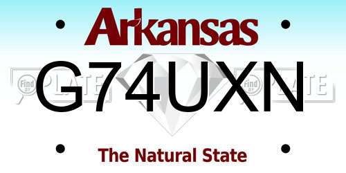 G74UXN Arkansas License Plate